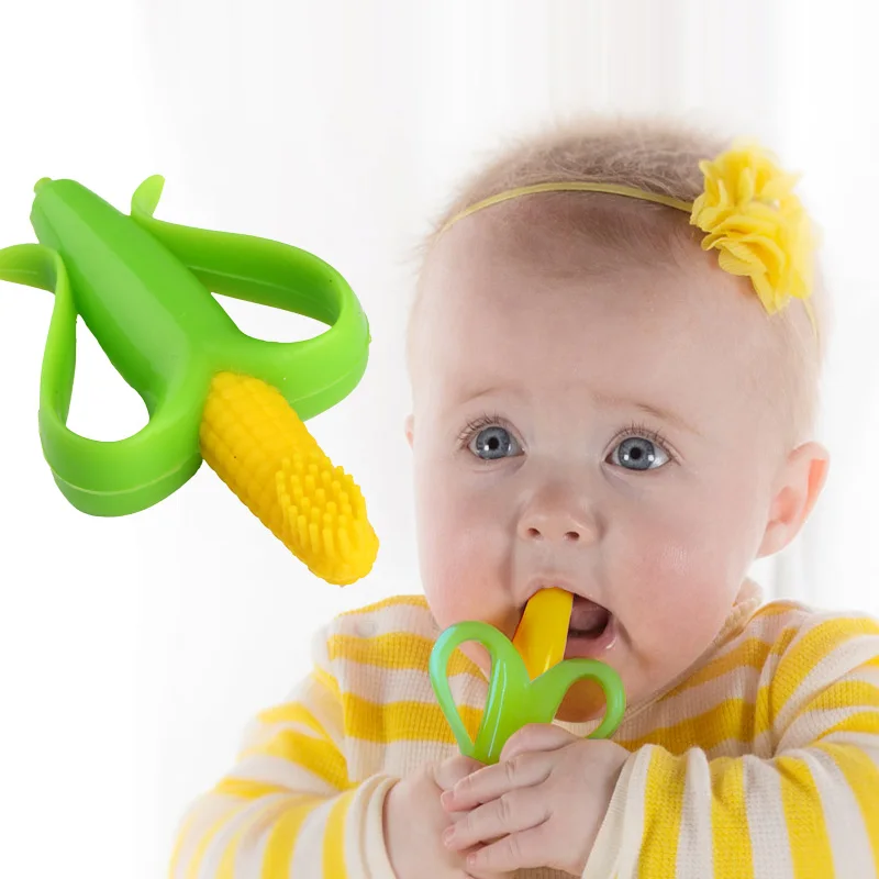 

High Quality Baby Toy Corn Teether Silicone Toothbrush And Environmentally Safe Baby Teether Teething Ring Kids Teether