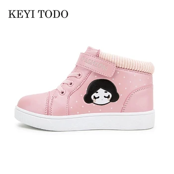 

Hotsale children's cotton shoes 2018 autumn winter new Girls sneakers plus velvet warm sports shoes girls thickening shoes CS321