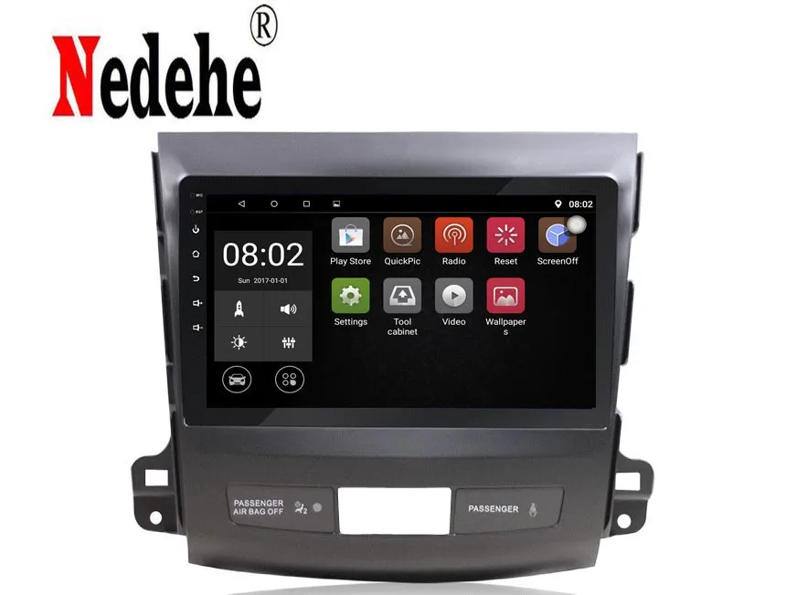 Discount Nedehe 9 inch Android 8.1 full touch screen car multimedia system For Mitsubishi Outlander 2006-2014 car gps radio navigation 3