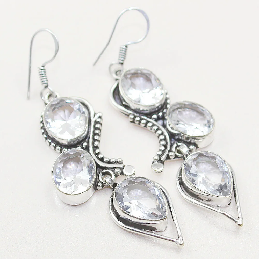 

White Topas Earring, 70 mm, E0489
