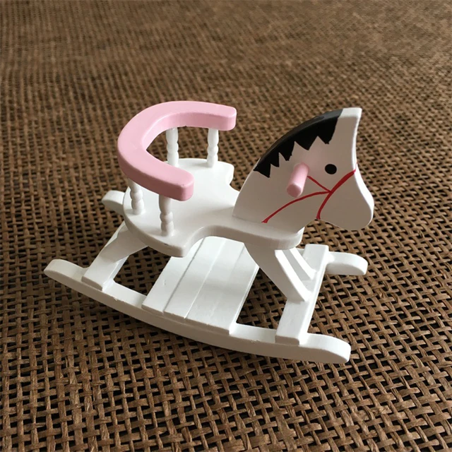 1:12 Dollhouse Miniature Furniture Wooden Horse Rocking Chair For Kids Action Figure Doll House Decoration Dolls Accessories New 2