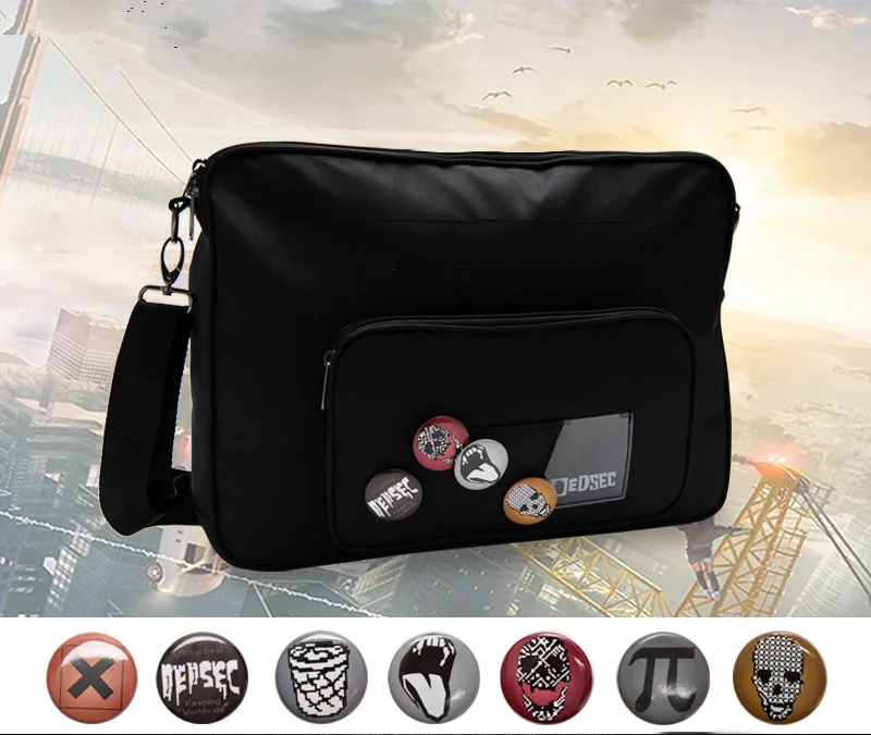 

Game Watch Dogs 2 Cosplay Bags Anime Marcus Holloway Aiden Pearce Messenger Bag Canvas school shoulder Handbags