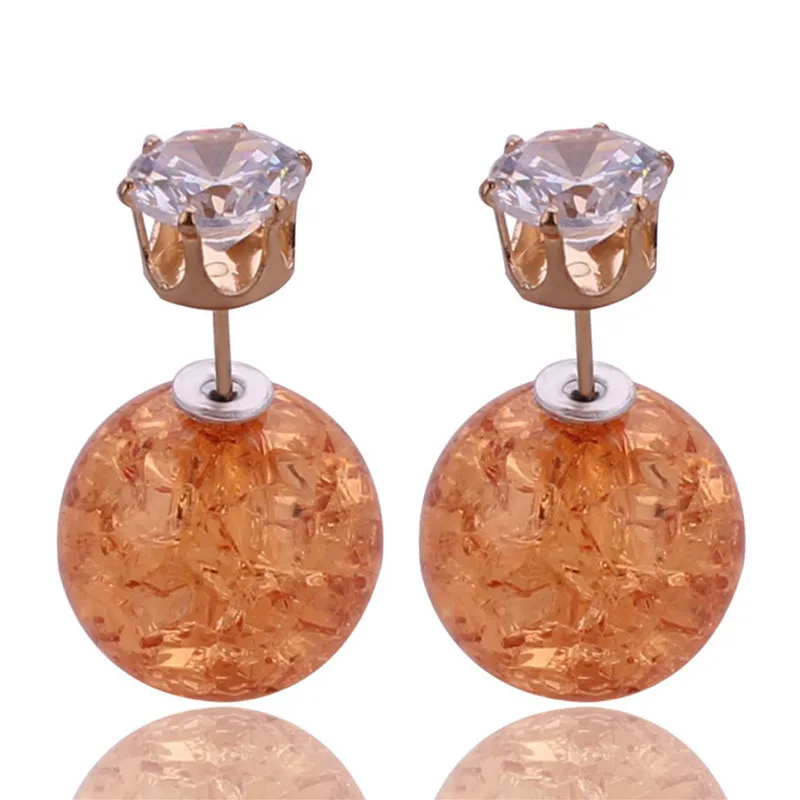 Распродажа цена хит 9 цветов креативный трещины двухсторонние жемчужные сережки-гвоздики Большие шарики блестящая корона Кристальные серьги для женщин Bijoux