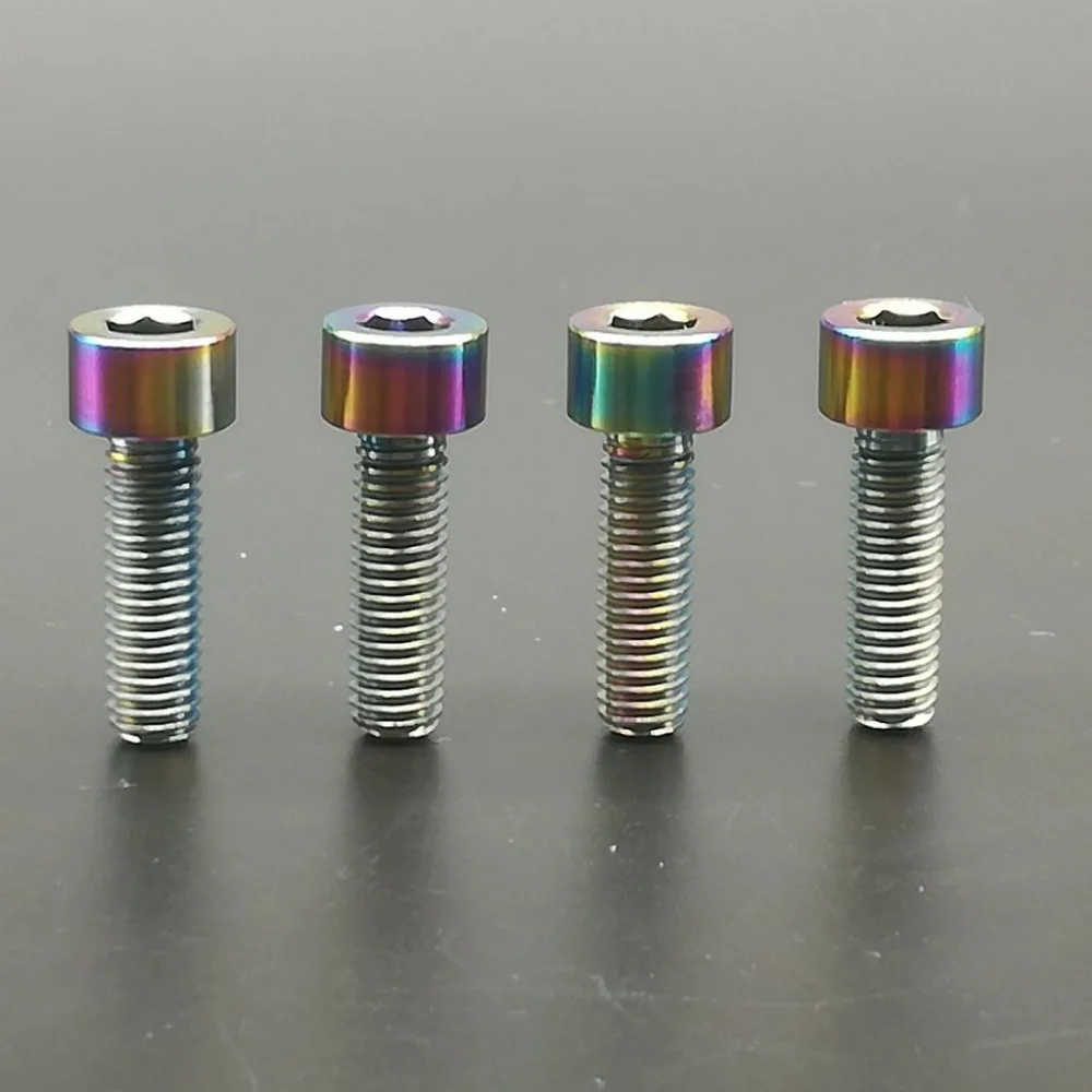 4pcs M6x18 Rainbow Bicycle Disc Brake Caliper Bolt Titanium Alloy Brake Bolt Mountain Bike Oil