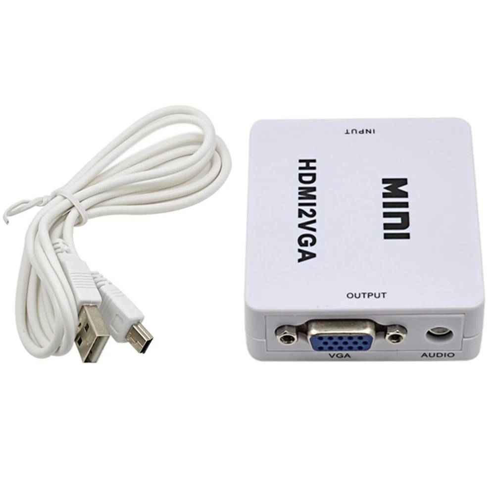 

CHIPAL HD 1080P Mini HDMI2VGA Adapter HDMI to VGA Converter Box + Audio Power for Xbox 360 for PS3 PC DVD to HDTV Projector