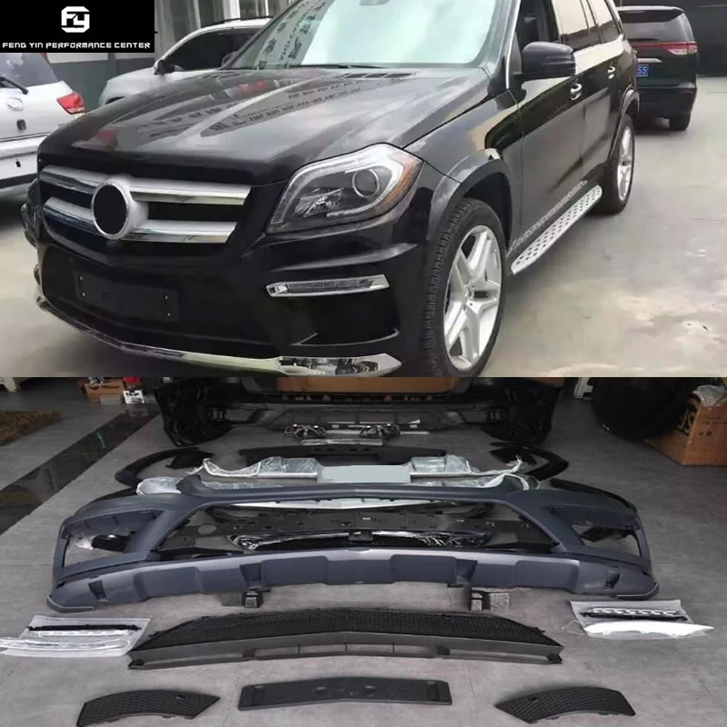 

X166 GL63 AMG style PP front bumper rear bumper rear diffuser exhaust pipes for Mercedes Benz X166 GL500 car body kit 13-16