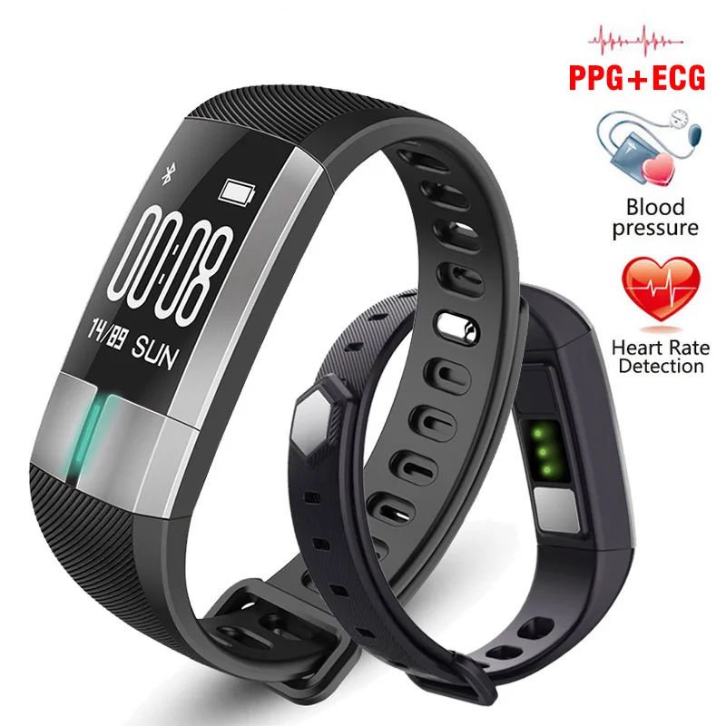 

ECG PPG Smart Watch Real-Time Monitor Blood Heart Rate Sleep Pressure Wristband Bracelet Activity Tracker Smart Band pk mi band