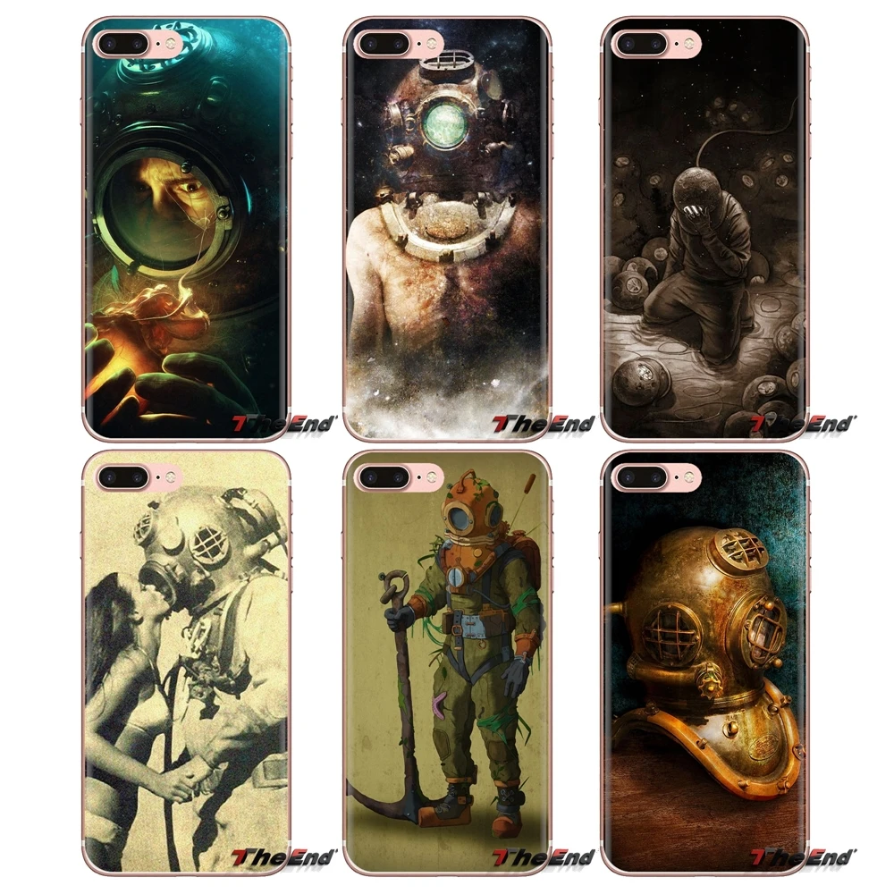 

Transparent Soft Shell Covers For Xiaomi Redmi 4A S2 Note 3 3S 4 4X 5 Plus 6 7 6A Pro Pocophone F1 Deep Sea Diver Banksy Art