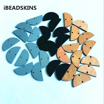 

New arrival! (Double hole) 30x15mm 300pcs/lot Environmental Paint semicircle-shape Wood beads for jewelry DIY( desgin as shown)