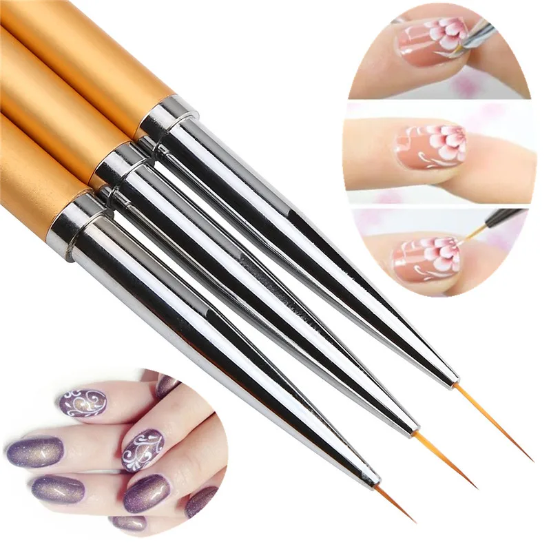 Aliexpress.com : Buy 3pcs Gold Fine Art Nail Art Brush Liner Pens Metal