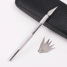 Non Slip Metal 6 Blades Wood Carving Tools Fruit Food Craft Sculpture Engraving Utility Knife for Stationery Art Supplies