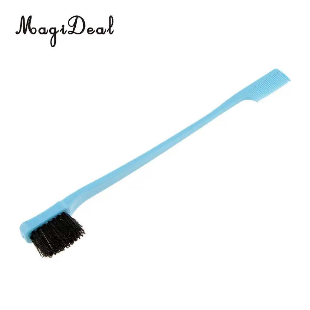Double Sided Edge Control Hair Brush Comb Combo Pack 2 Pieces Blue/Black