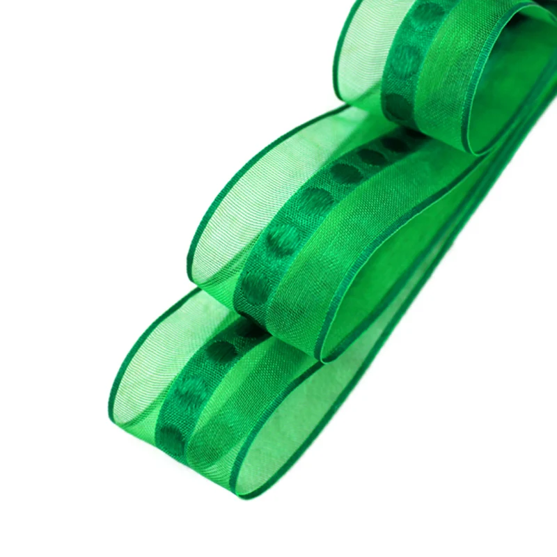 1'' (25mm) green printed ribbons colored pretty dots gift wrap ribbons