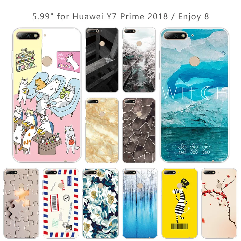 5 99 дюйма ТПУ для Huawei Y7 Prime 2018 телефон установлен квадратный чехол Enjoy 8/Nova 2 Lite
