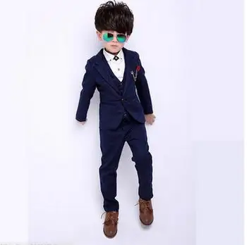 

2019 Gentleman Style Boy's Formal Suits Spring Children Clothing Sets for Wedding Kids Prom Suits Blazer + Vest + Pants 3Pcs/Set