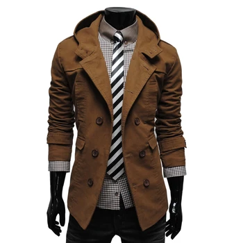 

Men 2018 Fashion Brand Male Jackets Solid Color Double-Breasted Chest Jacket Coats Mens Jackets Windbreaker S606