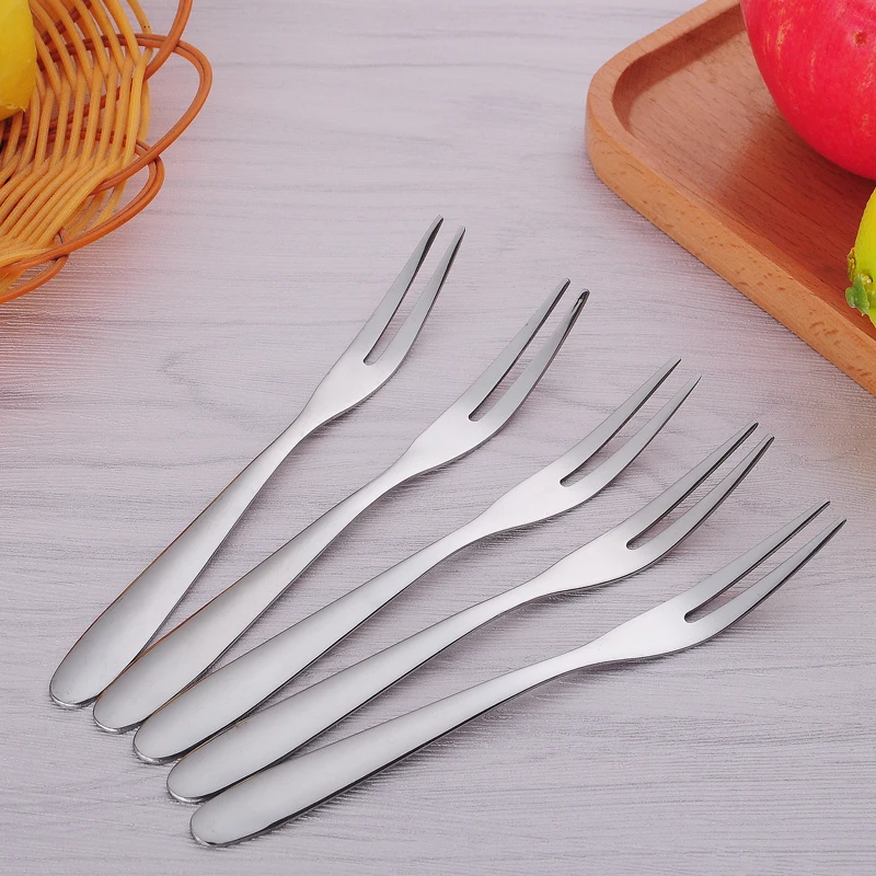 CHANOVEL 5pcs lot Stainless Steel Fruit Forks for Restaurant Cafeteria Home Party Dessert Fork Flatware for