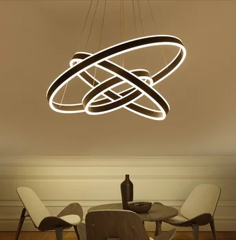 

Modern living room chandelier dining room bedroom led chandelier acrylic light dimmer circular ring creative Chandelier 110-240V