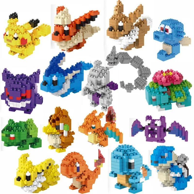 blocos Also helping toys LNO block toy Pikachu Bulbasaur Charmander Squirtle Mewtwo anime Toys for Children