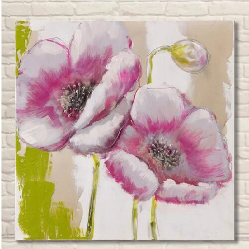 

Handpainted knife Pink Floral Paintings Handmade Flower Oil Painting Large Canvas Pictures Modern Abstract Home Decor Wall Art