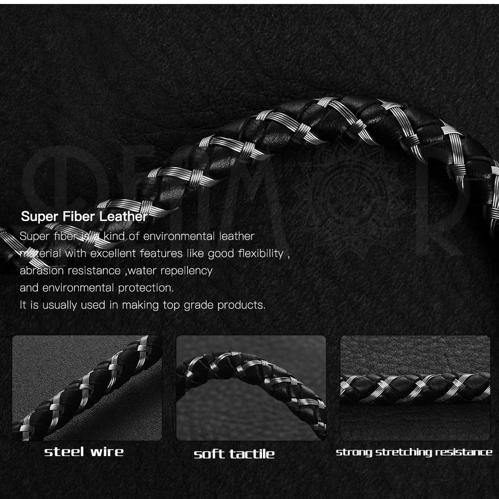 reamor 6mm round genuine braided leather