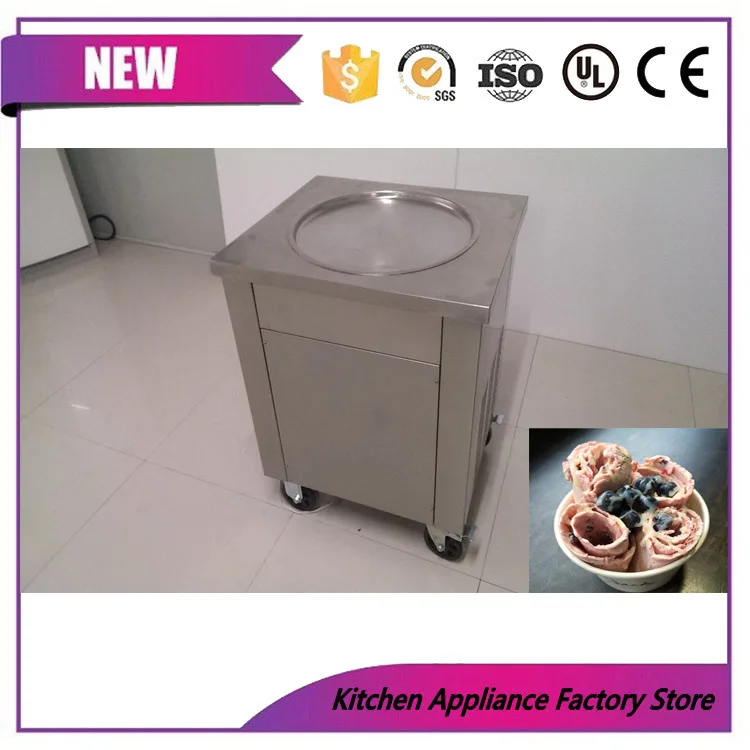 Commercial single round pan 450mm soft fried ice cream roller machine