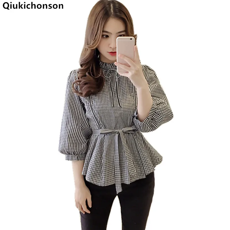 Women Ruffle Blouse Lantern Sleeve 2018 Spring Summer