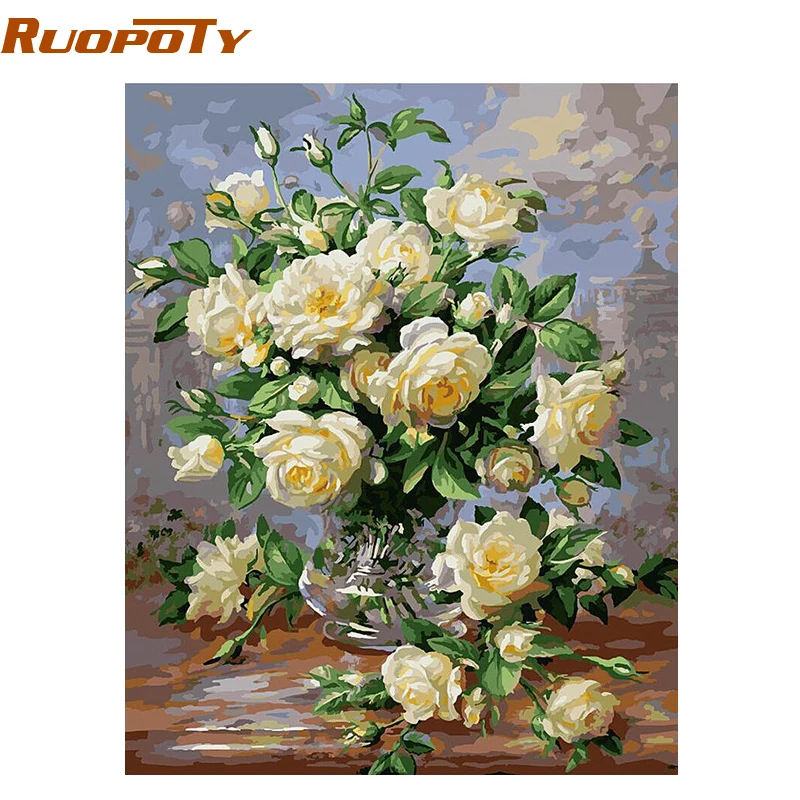 RUOPOTY Европейская Цветочная абстрактная картина сделай сам искусственная