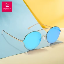 DENISA бренд Готический унисекс ретро круглые мужские солнцезащитные очки без оправы UV400 вождения солнцезащитные очки для мужчин/женщин gafas de sol mujer G633