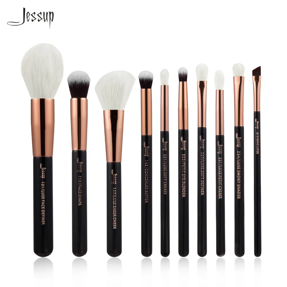2017 New Jessup Black Rose Gold Professional font b Makeup b font Brushes Set Beauty Tool