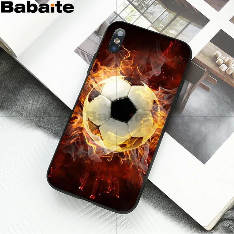 Babaite футбольный мяч на воде сжигающий огонь спортивный мягкий чехол для телефона для Apple iPhone 8 7 6 6S Plus X XS MAX 5 5S SE XR