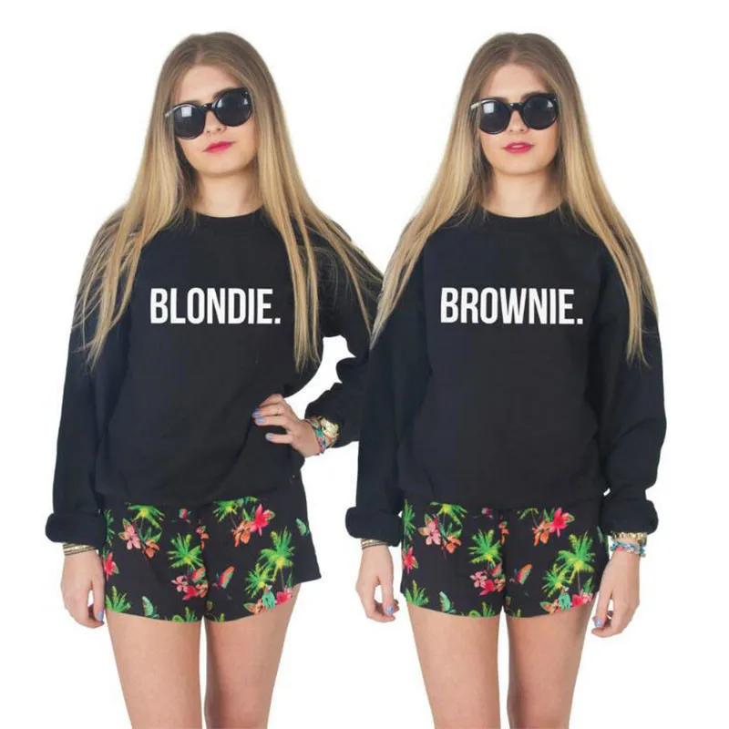 Blondie Brownie Best Friend женский с надписью Bestie Свитшот Повседневная Толстовка для женщин