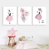 Watercolor Pink Kawaii Girls Poster Nursery Decor Flower Canvas Paintings Print Wall Art Pictures Gifts Children Room Home Decor ► Photo 3/6