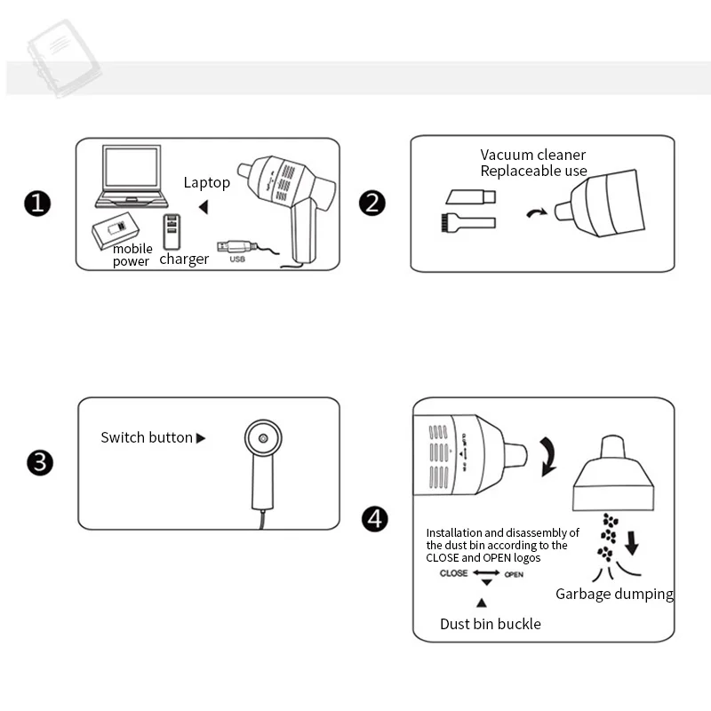 Портативный Мини Портативный USB пылесос для клавиатуры щетка для ноутбука Настольный ПК компьютер пыли Инструменты