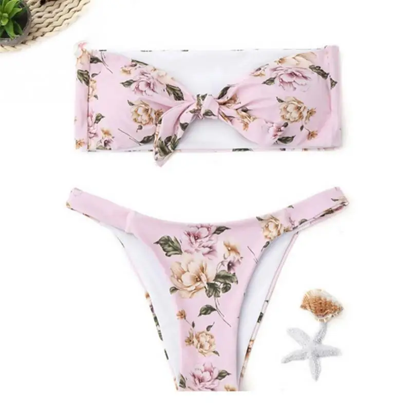 Bandeau Bikini Floral Swimwear Print Swimsuit Brazilian Biquini Sexy Thong Bikinis Set Bow Bathing Suit Maillot De Bain 2018 Bandeau Bikini Floral Swimwear Print Swimsuit Brazilian Biquini Sexy Thong Bikinis Set Bow Bathing Suit Maillot De Bain 2018