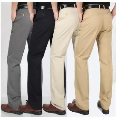 Хлопковые мужские повседневные брюки летние тонкие прямые свободные брюки с высокой талией для GH-21 среднего возраста