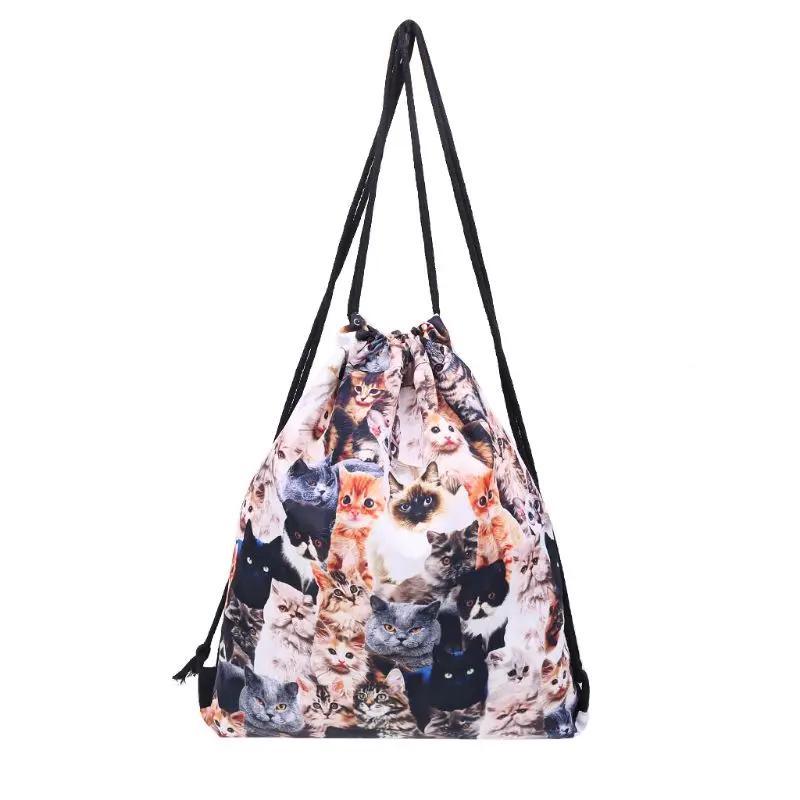 Black Cat Drawstring Backpack Rucksack Shoulder Bags Training Gym Sack For Man And Women