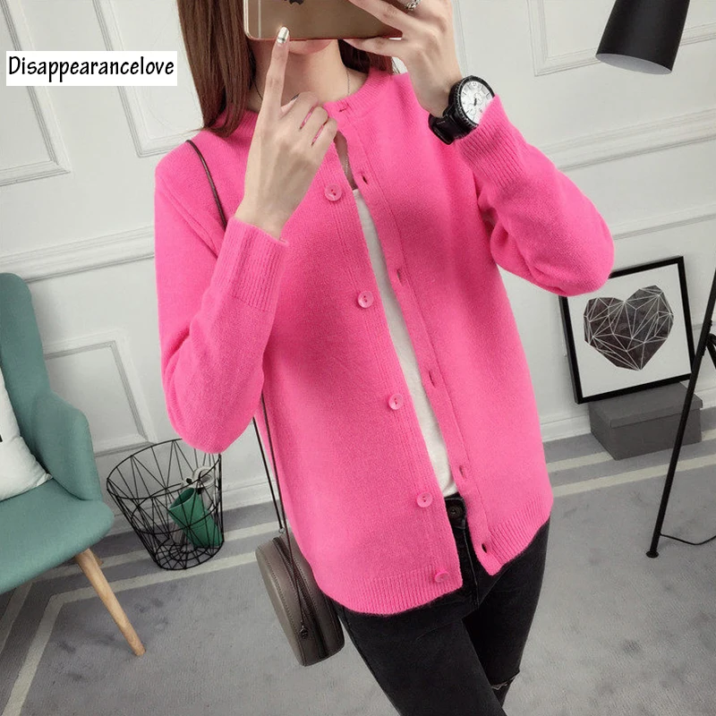 Free shipping 2016 spring round neck cardigan sweater large size mercerized cotton solid color wild Slim Jacket Sweaters