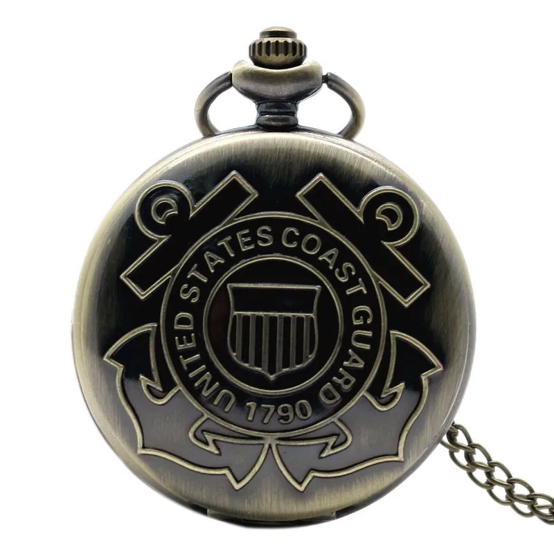 Retro Bronze U.S Department of The Army Navy Airforce Marine Corps Coast Guard 1790 Firefighter Pocket Watch Necklace Chain Gift 2018 (9)