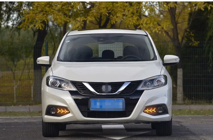 EOsuns led drl дневные ходовые огни+ Противотуманные фары для Nissan Tiida- с желтыми поворотниками и синий Ночной свет для бега
