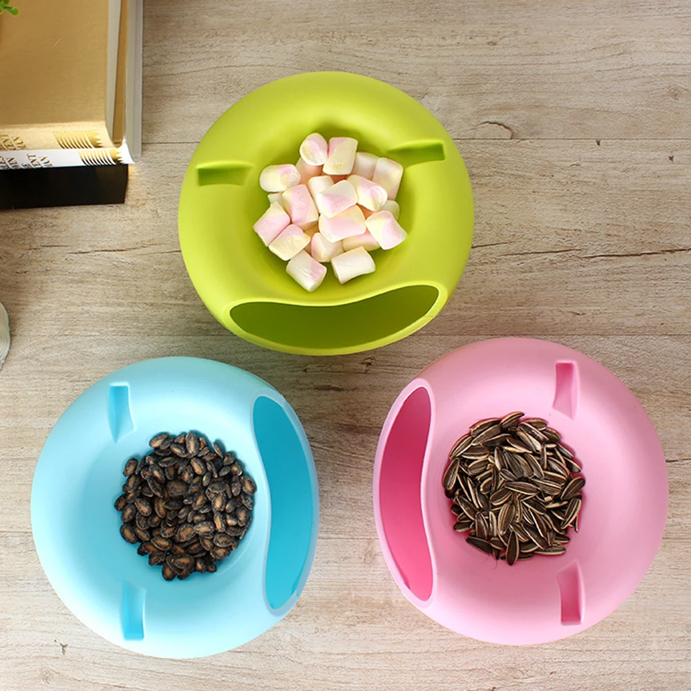 Kitchen Plastic Lazy Person Fruit Bowl A Fruit Bowl Can Be Opened Double Candy Dish Round Fruit Box Melon Seeds Fruit Candy Skin (7)