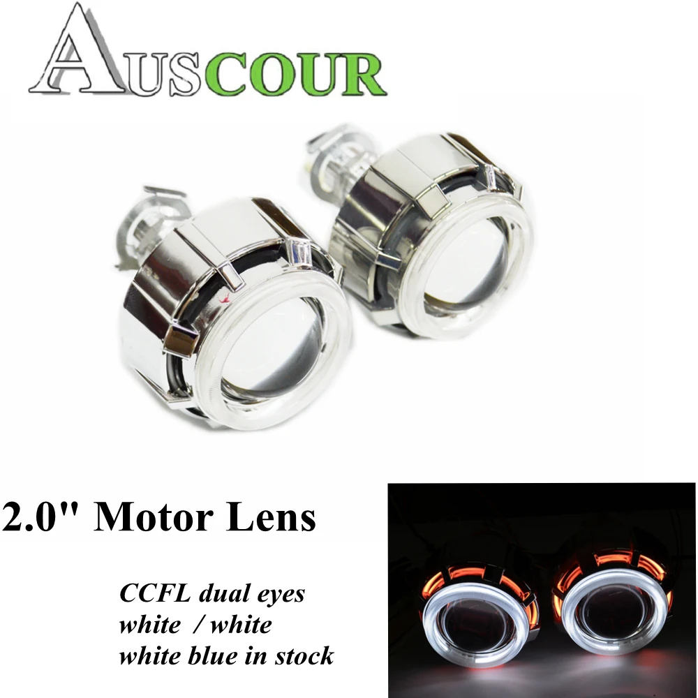 

2pcs 2.0 inch bixenon Projector Lens Light Angel Eyes DRL hid xenon kit xenon bulb shrouds fit for H1 H4 H7 motorcycle headlight