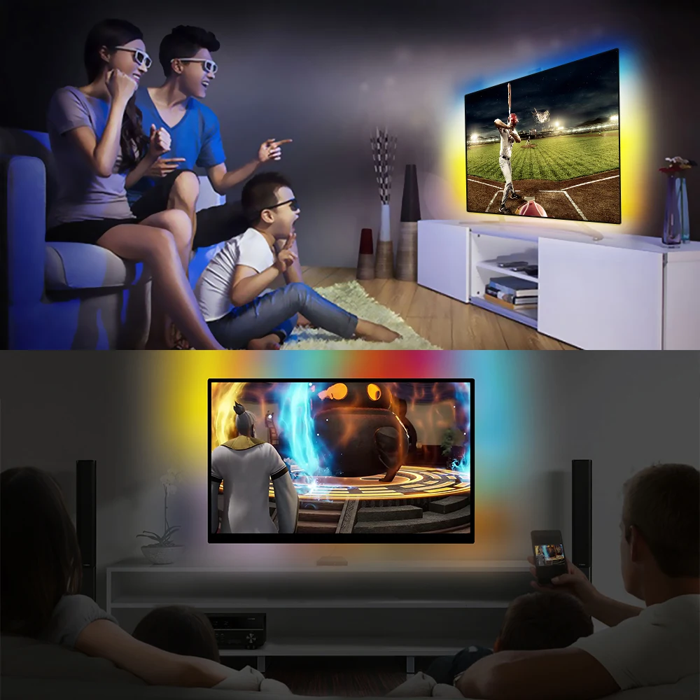 Ambilight ТВ ПК WS2812B 5050 RGB Смарт USB Светодиодная лента светящаяся лента комплект ноутбук компьютер мечта экран фоновое освещение