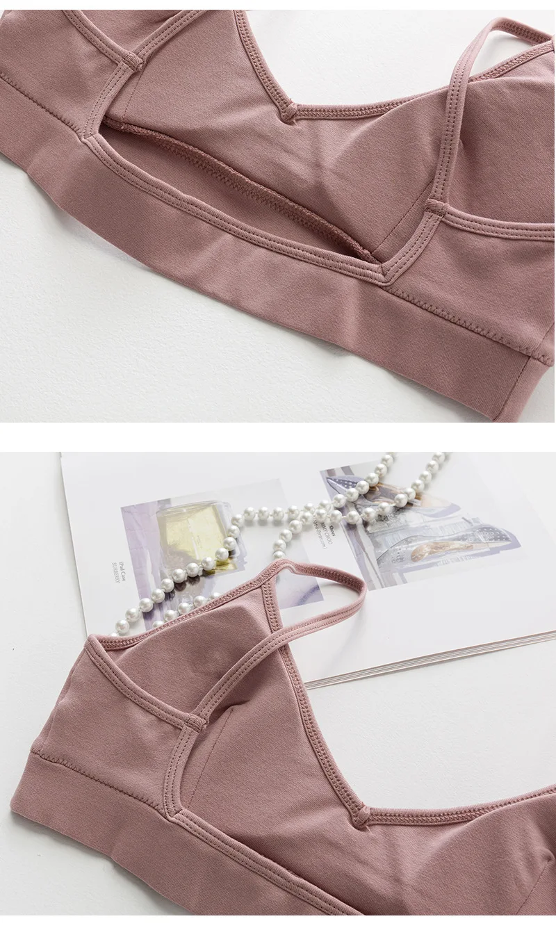TERMEZY Cotton Woman Bra Fitness Tops Brassiere Push Up Lady Lingerie Bralette Sexy Backless Bras Unlined Seamless Underwear (9)
