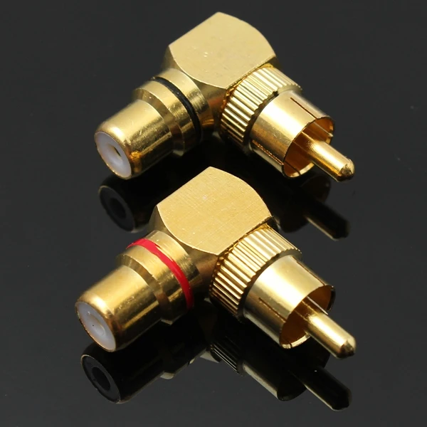 2X латунь RCA правый угол разъем адаптеры для сим-карт мужчин и женщин 90 градусов красные, черные разъем провода разъем Best продвижение
