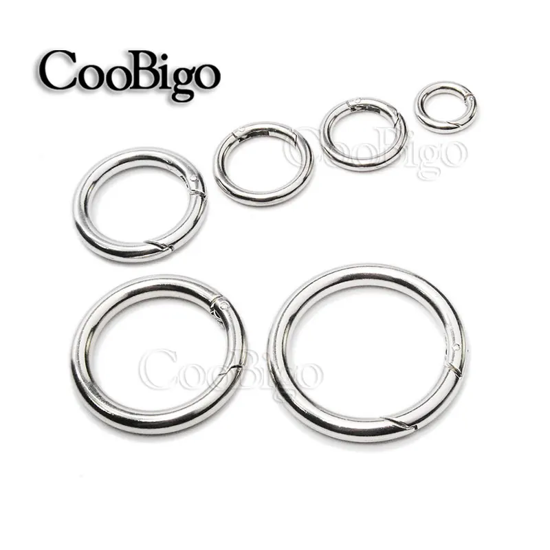 

10pcs Metal Spring Gate O Ring Openable Keyring Clips Carabiner EDC Round Trigger Buckles Hooks Leather Bag Strap Outdoor Tools