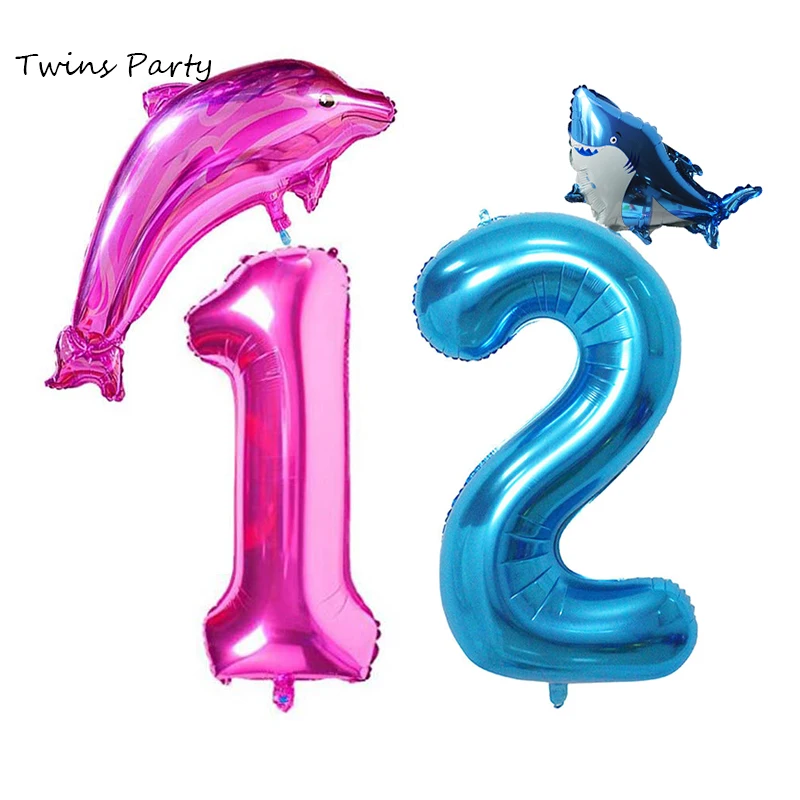 

Twins 1st Birthday Baby Shark Balloons Sharknado Birthday Party Sea Ocean Theme Baby Shark Number 1 2 3 4 5 Kids Birthday Decor