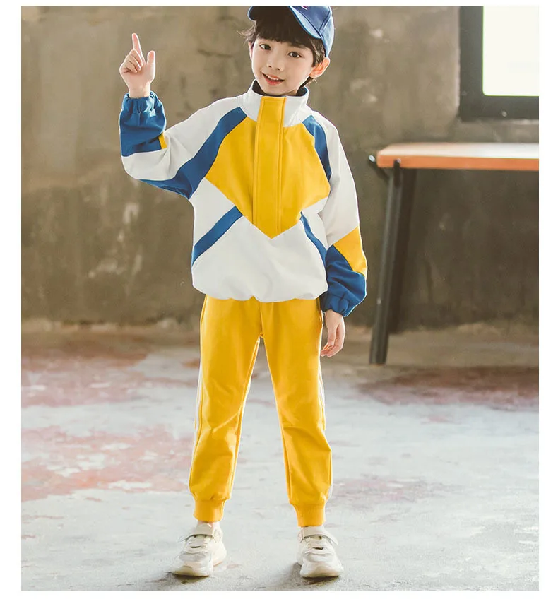Спортивные костюмы для мальчиков-подростков; одежда для малышей; детские спортивные костюмы; 2 предмета; Лоскутная куртка и штаны; детская весенняя одежда года