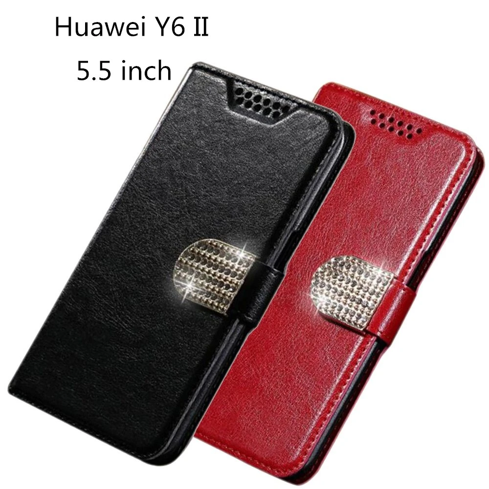 For Huawei Y6 II Case Luxury PU Leather For Huawei Y6 II / Y6II 2 5.5 inch Flip Protective Phone Back Cover Skin Bag|Half-wrapped - AliExpress