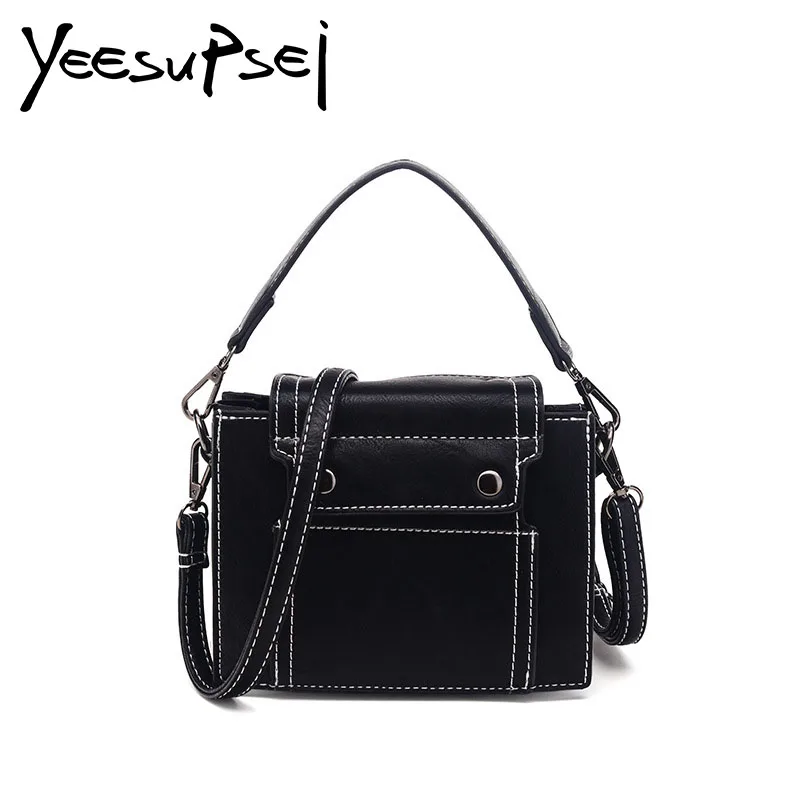 YeeSupSei Small Square Flap Bag Mini Women White Stitches Messenger Crossbody Bag Sling Shoulder ...